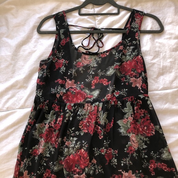 Floral Chiffon Tank Top Tie Back - Picture 3 of 5